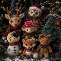 Jouet en peluche de Noël vintage Forêt Sombre personnalisé, cerf, hibou, renard, champignon, elfe, décoration rustique de Noël en peluche OEM