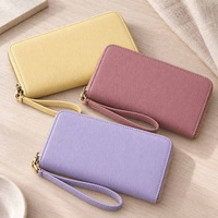 Portefeuille de cartes de crédit Hongbo A6 personnalisé en cuir Saffiano Epi, avec fermeture éclair, 27 couleurs, anneau doré en PU, cadeau idéal pour le bureau