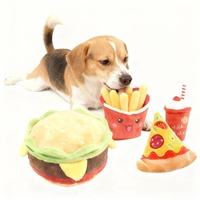 Nouveau design Jouet écologique pour chien Simulation de nourriture Hamburger et frites Peluche résistante aux morsures avec couinement pour le camping
