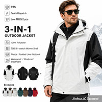 Veste technique 3-en-1 personnalisée avec logo RTS, 75D bi-stretch, imperméable, manteau d'hiver pour homme, doublure en polaire rembourrée, étiquette privée OEM