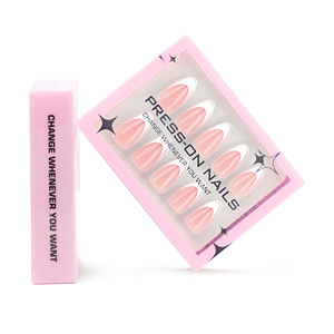 TSZS Prensa Acrílica de Almendra Corta, <span class=keywords><strong>Uñas</strong></span> Postizas Reutilizables Artificiales, <span class=keywords><strong>Sencillas</strong></span> Francesas, Borde Blanco, 30 Unidades - Product Image 2