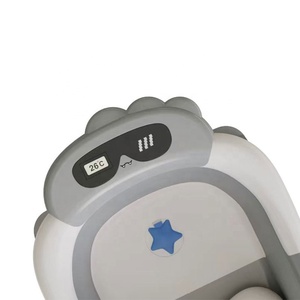 Vente en gros OEM personnalisée, baignoire pliable pour bébé, coussin doux, baignoire portable pour nouveau-né avec thermomètre - Product Image 3