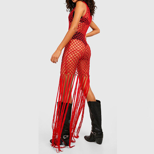 Jupes d'été personnalisées en cordon de coton faites à la main Sexy évider <span class=keywords><strong>sans</strong></span> manches chaîne de corps longue jupe tricotée <span class=keywords><strong>pull</strong></span> femmes - Product Image 6