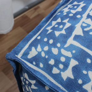 China <strong>Blue</strong> Calico Cover Cube square <strong>Footstool</strong> Filled with Crushed Sponge <strong>Blue</strong> <strong>Velvet</strong> Chair and Ottoman Banquet for Living Room - Product Image 3