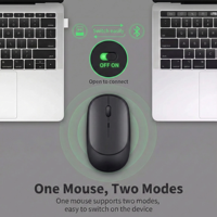 Mouse Isi Ulang Daya Dual Mode Bluetooth 5.2 2.4G USB Nirkabel Senyap Mouse Nirkabel untuk Komputer Laptop Tablet Macbook