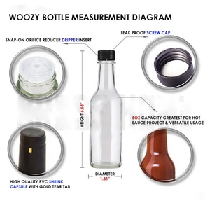 Botella vacía de vidrio transparente desechable especial, frasco vacío para salsa caliente, 8 oz, 250 ml, venta al por mayor - Product Image 3