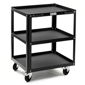 USAG <b>Tool</b> <b>Cart</b> 3 Shelf Black Heavy Duty Storage Rolling Utility <b>Cart</b> - Product Image 2
