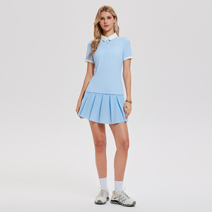 Ensemble de polo et jupe plissée 2 pièces, avec poches latérales, fermeture éclair au dos, jupe taille haute, tenue de luxe pour le golf, le badminton et le tennis - Product Image 5