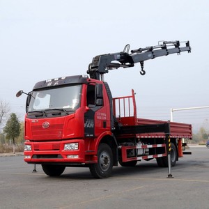 รถบรรทุกติดเครน FAW J6 4x2 ขนาด 10 ตัน 12 ตัน พร้อมบูมยืดไสลด์สำหรับขนส่งวัสดุ - Product Image 2
