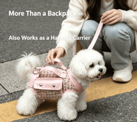 Sac à dos bandoulière pour chien et chat, sac de transport pour animaux de compagnie, léger, réglable, compatible avec laisse, transport à la main, pour l'extérieur