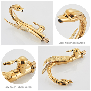 Châu Âu Cổ Nghệ Thuật Duy Nhất Xử Lý Sang Trọng Vàng Cổ Ngỗng Thiên Nga Chim Brass Sàn Gắn Phòng Tắm Rửa Lưu Vực Vòi Nước - Product Image 5