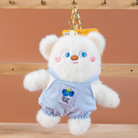 Porte-clés en peluche ours en coton PP doux, vente en gros, couleurs assorties, pendentif poupée de dessin animé avec clip métallique pour sacs