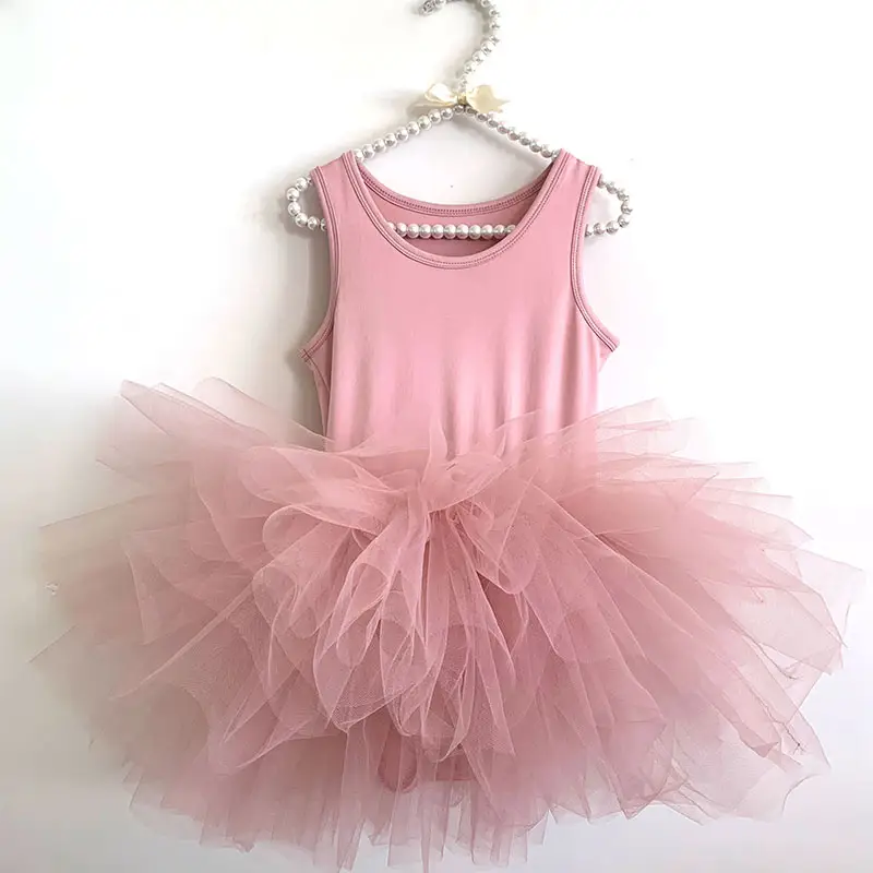 Duoyingbao - Vestido de baile tutu para meninas de 3 a 10 anos, tule de balé infantil, vestido de dança rosa poeira