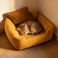 Canapé-lit orthopédique pour animaux de compagnie Pet Duke, pour chiens, chats et petits animaux, écologique, moderne, durable, en mousse à mémoire de forme, auto-ajustable, avec boîte amovible