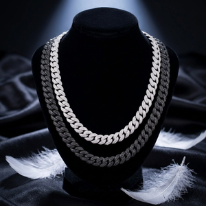 Nouvelle mode Collier cubain Hip Hop Rock plaqué or 18 carats 13 mm avec diamants noirs de laboratoire certifiés IGI - Product Image 1