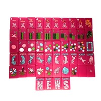 Set Mahjong Mewah Modern Amerika Warna Pink Terang Spring Safari 160-Piece, Ubin Plastik Tahan Lama, Desain Pop Art Kustom, Ramah Lingkungan