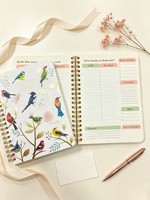 Carnet de notes vintage en gros avec motif d'oiseaux, feuille d'or, branche florale, imprimé d'oiseaux multicolores, agenda hebdomadaire à couverture rigide, cadeau
