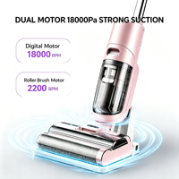 Nettoyeur de sols 3 en 1 sans fil, aspirateur eau et poussière, aspiration 1800Pa, auto-propulsé, avec fonction de lavage des sols durs et éclairage LED avec commande vocale