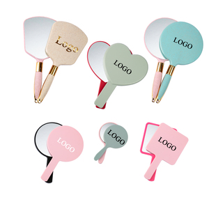 Free Logo Makeup Mirror Custom Logo Private Label Mão Pocket Mirror Atacado ABS Plastic Hand Makeup Mirror