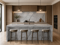 Dalles de marbre bleu Savoy avec veinage gris pour les murs de salle de bain, les tables à manger, les comptoirs de bar, les sols de hall et les lavabos autoportants