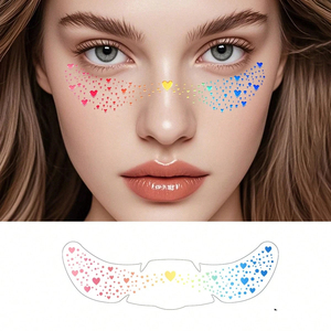 6 Pezzi Adesivi Olografici Glitterati per Viso e Corpo, Tatuaggi Temporanei a Forma di Stella Carina - Product Image 3
