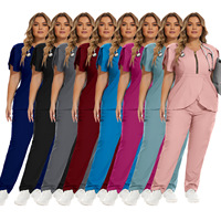 Uniforme de salon de beauté, pantalon droit uni en tissu Dobby, haut et pantalon en nylon, uniforme médical haut de gamme pour médecins