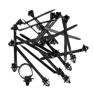 Attaches-câbles auto-bloquants en nylon blanc et noir 3*100/120 4*150/200, attaches rapides pour voiture, fixation à ailettes, fixation par poussée - Product Image 1