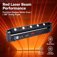 Projecteur laser de scène mobile à 4 têtes rouges, 5 effets de faisceau LED, DMX512, scanner automatique activé par le son pour bars, clubs, DJ, discothèques