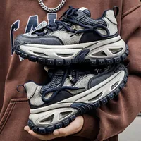 Zapatos deportivos casuales retro de moda para hombre, con cordones, plataforma alta, para invierno.