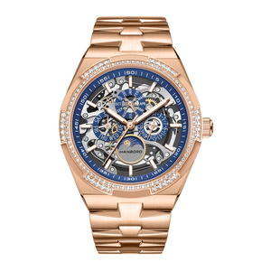 Đồng hồ cơ tự động nam HANBORO, tính năng chống nước phát sáng, dây đeo thép không gỉ thời trang, mặt kính, kim chỉ giờ - Product Image 1