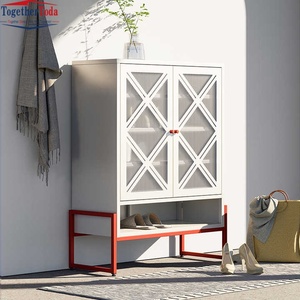Meuble à chaussures moderne pour entrée, simple, à double porte, en panneaux de bois avec MDF - Product Image 3