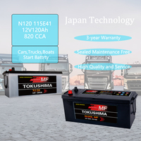 Aki Mobil Premium Grade TOKUSHIMA N120 115F51 12V 120Ah Sealed Lead Acid untuk Truk, Bus, Kapal, Starter 820CCA Performa Tinggi