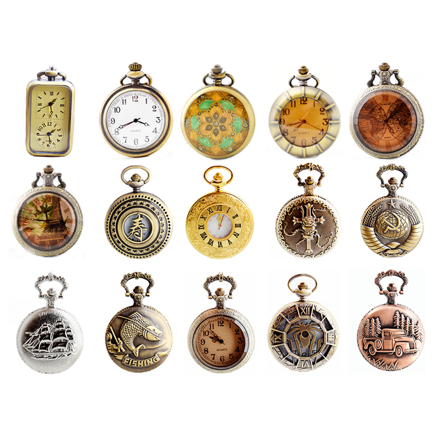 Stylish Vintage Quartz Pocket Watch Steampunk Unisex Pendant Flip Hollow Black Bronze Silver Gold Watches Clock Various Styles