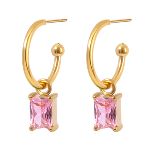 Boucles d'oreilles créoles en argent sterling plaqué or 18 carats avec breloque en zircon, style minimaliste tendance, pour femme, à porter au quotidien, JUSTOP - Product Image 6