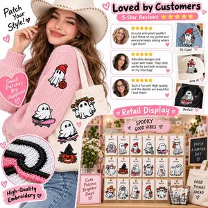 Patch brodé thermocollant Kawaii fantôme, sorcière et citrouille pour Halloween, idéal pour les fêtes d'enfants - Vente en gros - Product Image 2