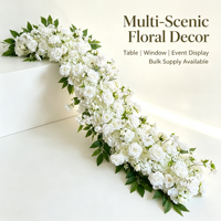 Guirlande de fleurs artificielles mélangées roses et eucalyptus pour décoration d'allée de mariage, arrangement d'arche, vitrine