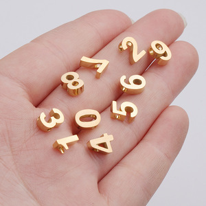 Breloques numérotées en acier inoxydable poli miroir 0-9 |   Perles tendance à petits trous pour la fabrication de bijoux DIY, accessoires pour colliers et bracelets - Product Image 4