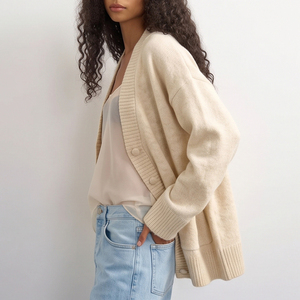<b>Women</b> Button Front Cardigan Sweater Comfortable Knitted Fabric Simple Design for Daily Wear Seasonal <b>Clothing</b> <b>Women</b> Cardigan - Product Image 3