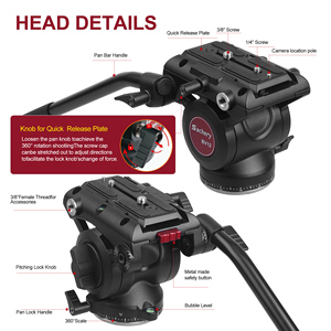 Trípode de aleación de aluminio para videocámara de alta resistencia con cabezal de arrastre fluido diseñado para cámara <span class=keywords><strong>DSLR</strong></span>/SLR - Product Image 4