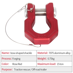 Nouvelle attache de remorque en alliage d'aluminium 7075 rose-rouge, crochet en U forgé, crochet de remorquage, pièces de rechange, accessoires de voiture tout-terrain, 15 tonnes - Product Image 5