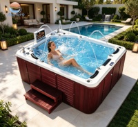 Bain à remous extérieur moderne autoportant en acrylique pour 6-7 personnes, bain à remous spa