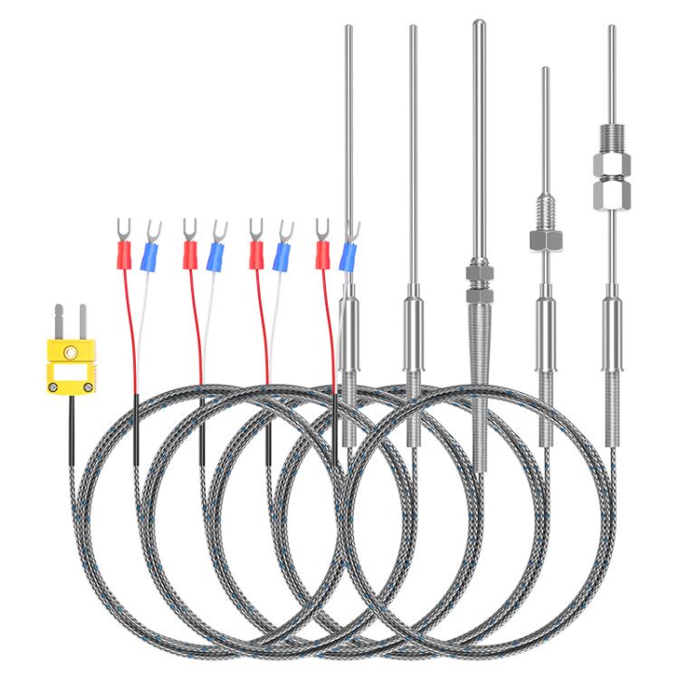 Thép không gỉ vỏ Dia 1.0mm 1.5mm 2.0mm 3.0mm k J loại linh hoạt thăm dò cặp nhiệt điện cảm biến nhiệt độ