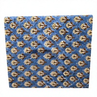 Tissu en coton premium imprimé à la main motif floral bleu, doux, respirant, écologique, séchage rapide, pour sacs, rideaux, confection de vêtements