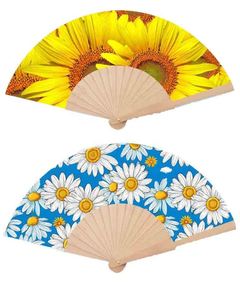 Abanicos de Mano Plegables de Bambú Baratos QM con Logotipo Personalizado para Fiestas en la Playa, Bodas y Eventos Coloridos - Product Image 1
