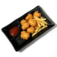 Vaisselle de restaurant HCMA 7,5 pouces, assiettes rectangulaires noires en mélamine sans BPA, de qualité alimentaire, avec compartiments ondulés et sets de trempettes