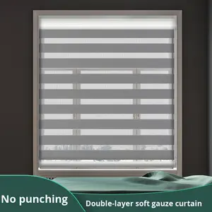 Tende <span class=keywords><strong>a</strong></span> <span class=keywords><strong>Rullo</strong></span> Veneziane Oscuranti Senza Foratura, Impermeabili, Stile Art Déco per Finestre alla Francese, Motivo Zebrato, in Morbido Poliestere Trasparente - Product Image 3