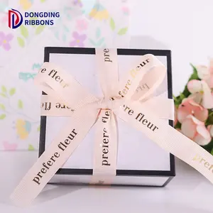 Hot Sales Cheap Polyester Grosgrain Ribbon Logo Gold Foil Wrapping Gift Decoration Ribbons