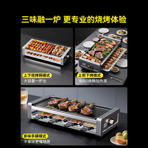 Grill électrique AUX pour intérieur et extérieur, plaque de cuisson antiadhésive 49A37-B, cuisson sans fumée pour usage domestique - Product Image 3