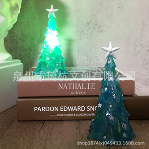 Luminous Transparent Resin Christmas <b>Tree</b> <b>Led</b> Lighting Tabletop Holiday Decoration Pine Shape Indoor Decor - Product Image 3