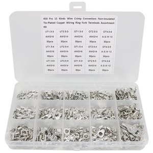 Crimp <b>Terminal</b> 450PCS OT UT Tin Plated Copper Wire Connectors Assortment Kit - Product Image 1